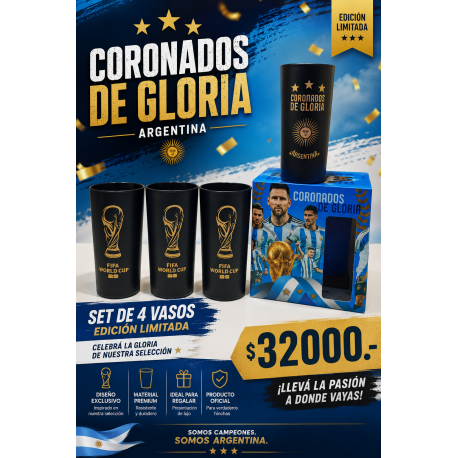 KIT MUNDIAL 4 VASOS AFA