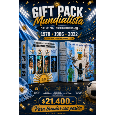 GIFT  MUNDIAL 3 LATAS + 1 VASO