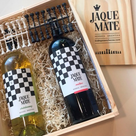EST. JAQUE MATE 2 BOTELLAS + JUEGO